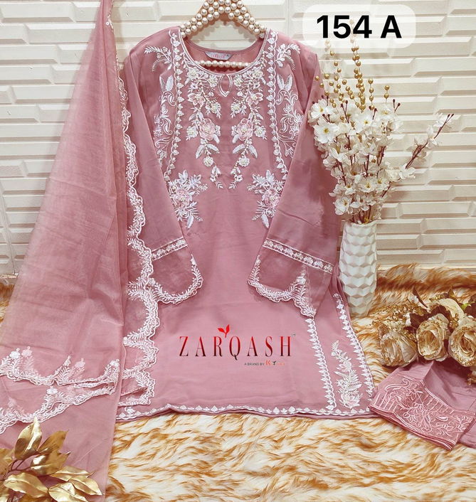 Z 154 Zarqash Embroidery Faux Georgette Pakistani Readymade Suits Wholesale Market In Surat